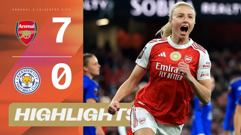 image: 🤯 Gunners Score SEVEN! Arsenal v Leicester City Highlights | Barclays WSL 25/26